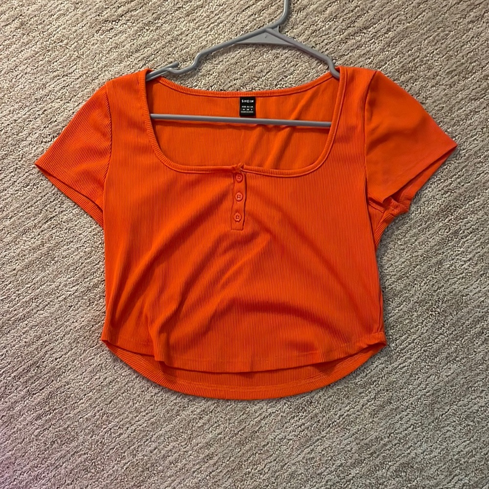 Orange crop T-shirt with buttons size medium from Shein